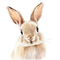 Obraz premium A cute little rabbit, vector illustration, hand-drawn style, white background, beige color scheme