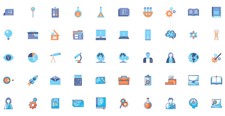 Set of research vector icons with white background