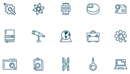 Set of research vector icons with white background