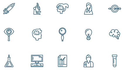 Set of research vector icons with white background