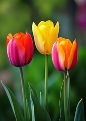 Obraz premium Vibrant Tulips Flowers in a Garden - Beautiful Botanical Photography