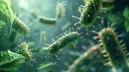 Fototapeta premium Minimalistic Illustration of Bacteria in Cancer with Clean Lines