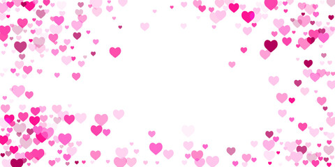Relationship concept scattered hearts romantic vector design. Valentine's Day backdrop. Tender pink hearts celebration background. Cozy ornament.