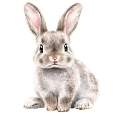 Obraz premium A cute little rabbit, vector illustration, hand-drawn style, white background, beige color scheme