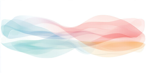 Abstract Colorful Wave Patterns in Pastel Tones on a White Background

