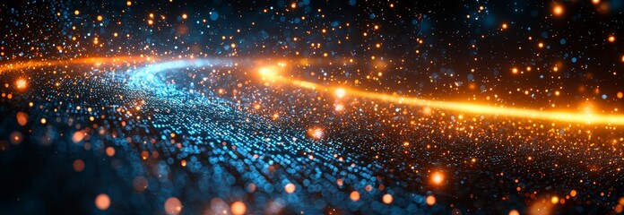 Fototapeta premium an abstract banner featuring defocused fiber optics lights