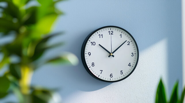 Wall clock displaying iftar time during ramadan with sunlit background. concept of islamic traditions, timeliness, spiritual reflection, daily rituals