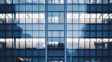 Fototapeta premium Modern Office Building with Glass Facade and Clean Lines Architecture