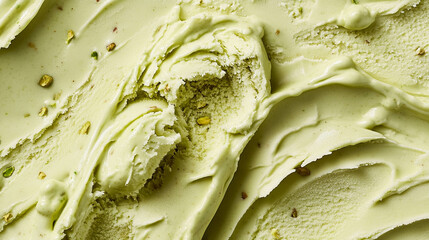 Fototapeta premium Creamy pistachio ice cream close-up for background