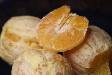 Fresh Peeled Oranges Close Up