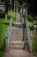 External staircase built with stones.