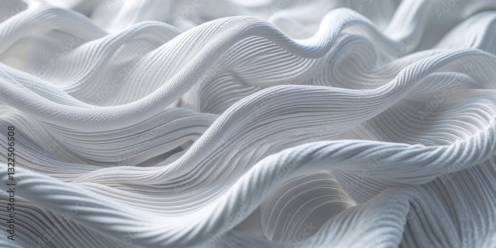 Poster white fabric with intricate wave patterns creates a soft and elegant texture for various design appl