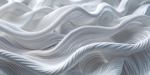 Obraz premium White fabric with intricate wave patterns creates a soft and elegant texture for various design applications