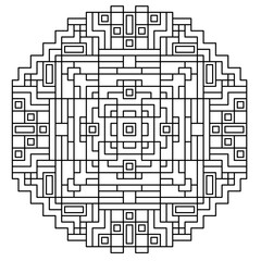 Circular Geometric Maze - Intricate Symmetrical Pattern
