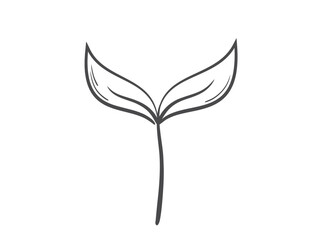 Spring sprouted plant line illustration. Seedling, planting and nature design element. Isolated vector image