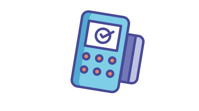 Animated a blue and orange icon of a credit card reader