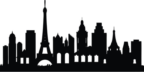 Obraz premium Iconic Landmark Silhouettes in Vector