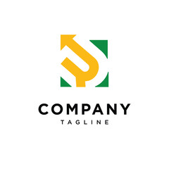 Letter R U Arrow Logo Icon Vector