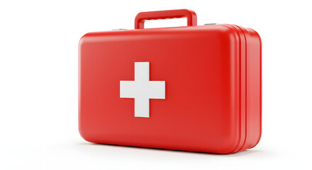 Obraz premium Emergency Medical First Aid Box with Healthcare Cross Symbol