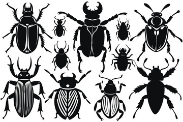 Naklejka premium Flat insect silhouettes collection