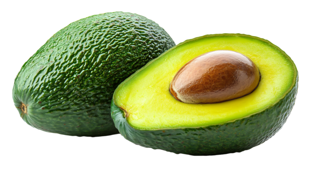 Slice of avocado isolated on white background, PNG file