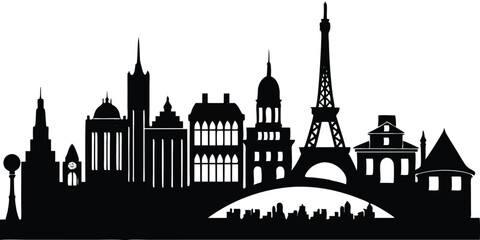 Fototapeta premium Iconic Landmark Silhouettes in Vector