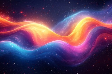 Obraz premium Moving colorful lights create glowing lines on a black abstract background