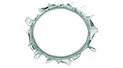 Bullet hole with shattered glass, isolated on a transparent PNG background. High-resolution image capturing intricate cracks and impact details, perfect for crime, action, and destruction theme design