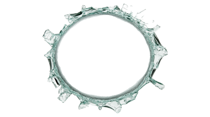Bullet hole with shattered glass, isolated on a transparent PNG background. High-resolution image capturing intricate cracks and impact details, perfect for crime, action, and destruction theme design