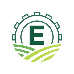 Agriculture Logo On Letter E. Agro Farming Logo Symbol Vector and Template