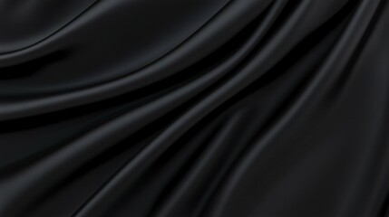 A flowing dark fabric with soft and elegant folds creating lines