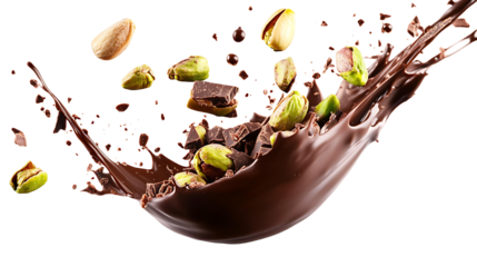 Pistachio nuts and chocolate sprinkles isolated on transparent background. high resolution PNG file