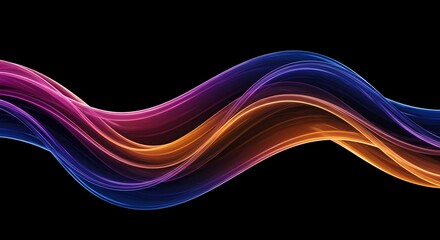 Iridescent Fluid Holographic Wave &ndash; Abstract 3D Gradient Design on Dark Background for Posters and Covers