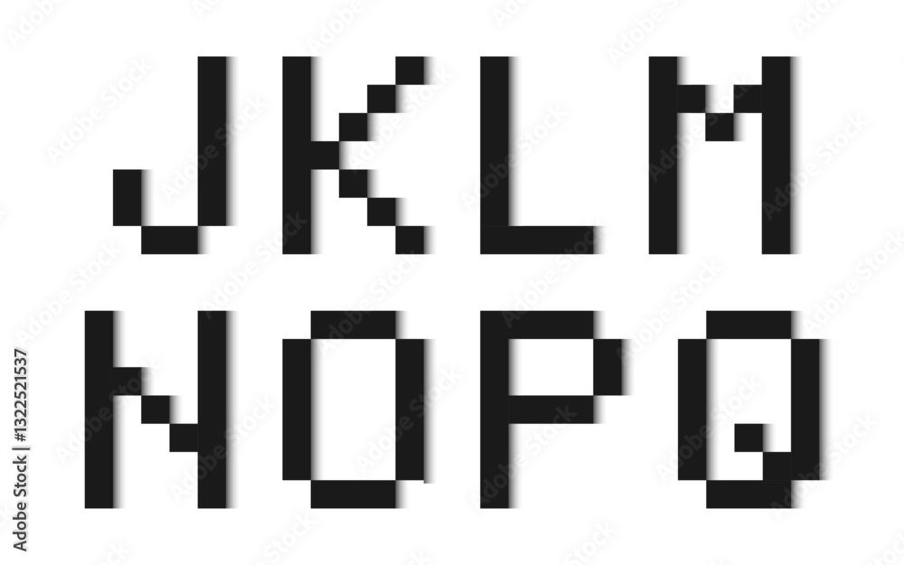 Fototapete letters of the alphabet composed of simple black rectangles isolated on a white background. modern p