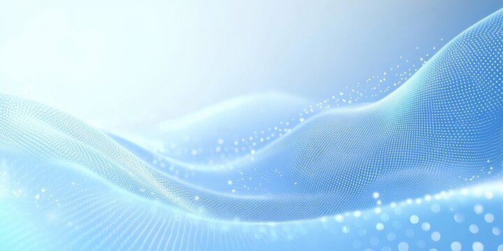 Abstract blue and white background with wavy lines and dots, a light blue and soft sky-blue gradient, a white background, white space in the center of the screen Generative AI