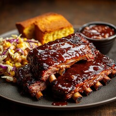 Delicious BBQ ribs with sides (8)