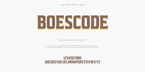 Boescode Modern abstract digital alphabet font. Minimal technology typography, Creative urban sport fashion futuristic font and with numbers. vector illustration