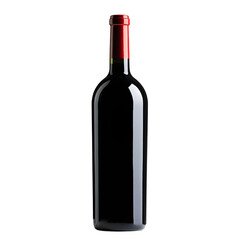 unlabeled red wine bottle isolated on white background