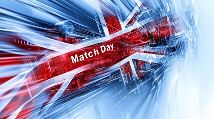 Text Match Day, executed, made in the theme of the national flag of great britain.