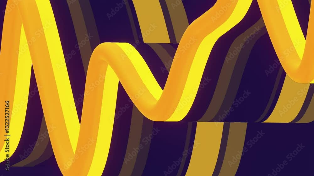Aufkleber digital loop animation featuring a wavy ribbon with yellow-orange stripes