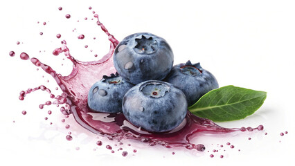 blueberry splash isolated , AI