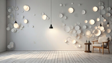 3D illustration of white interior blank wall