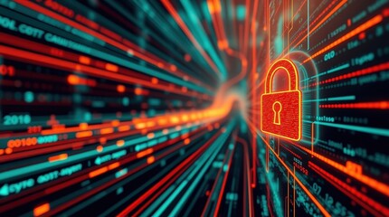 Fototapeta premium Digital Data Protection with Lock Symbol and Network Security