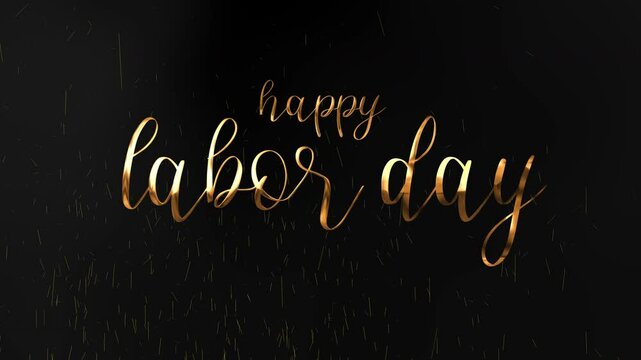 Words happy labor day in gold. Suitable for Labor Day greeting cards, social media posts, website banners, and festive email newsletters.