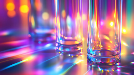 Colorful holographic glass strands with surreal light dispersion and futuristic technology backdrop. Fractal Lumens. Illustration