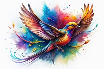 Obraz premium Abstract Ink Tattoo Design: Soaring Bird Symbol of Freedom on Skin