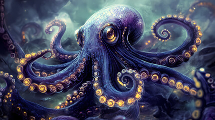 Obraz premium Fond tentacules. Fractal Lumens. Illustration