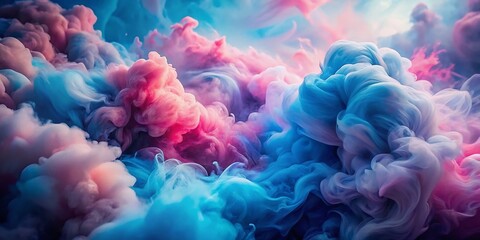 Obraz premium Abstract Pastel Pink & Blue Smoke Clouds, Dreamy Swirling Color, Artistic Portrait Photography Background