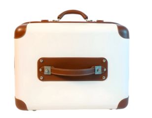 White leather suitcase isolated on transparent background