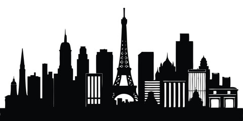 France landmark skyline silhouette illustration.Background silhouettes